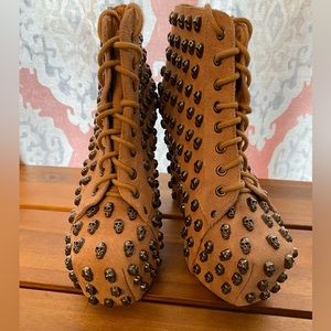 Jeffrey Campbell Studded Skull Lita Taupe Suede